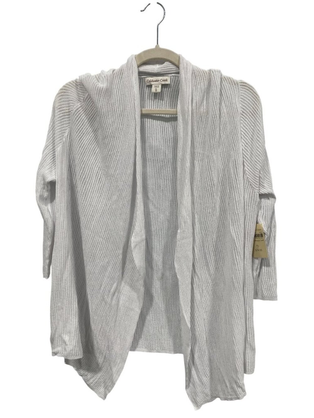 Coldwater Creek Palazzo Breeze Cardigan XL Open Front Quarter Sleeve White NEW